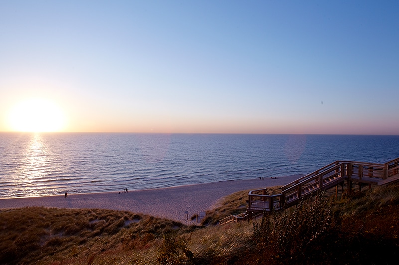 Sunset over the beach at Lake Michigan in Holland, Michigan