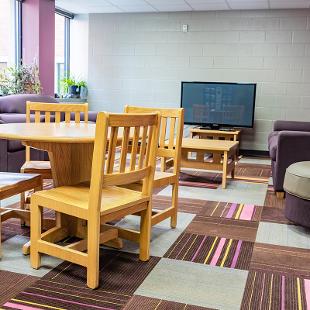 Common lounge area inside Gilmore Residence Hall