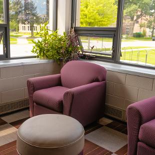 Common lounge area inside Gilmore Residence Hall