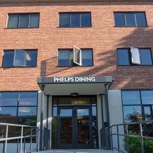 Exterior of the Phelps Dining Hall entrance.