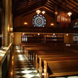 An interior shot of an empty Dimnent Chapel.